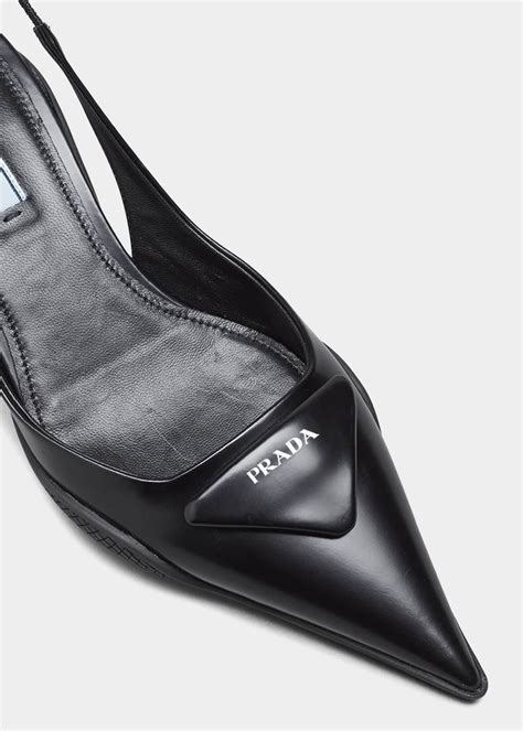 prada triangle kitten heel pumps